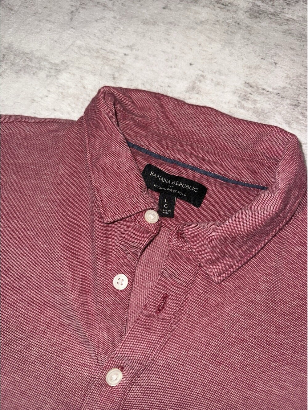 Banana Republic Mens Polo Shirt Large Red Wicking Pique Pocket Short Sleeve
